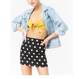 Polka dot denim skirt